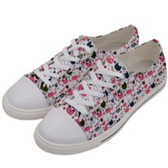 Adorable Seamless Cat Head Pattern01 Women s Low Top Canvas Sneakers by TastefulDesigns