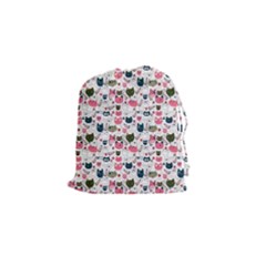 Adorable Seamless Cat Head Pattern01 Drawstring Pouch (small) by TastefulDesigns