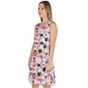 Adorable seamless cat head pattern01 Knee Length Skater Dress With Pockets View2