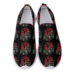Middle Ages Knight With Morning Star And Horse Women s Slip On Sneakers by DinzDas