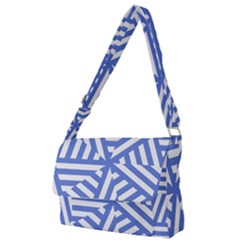 Geometric Blue And White Lines, Stripes Pattern Full Print Messenger Bag (s) by Casemiro