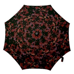 Red Dark Camo Abstract Print Hook Handle Umbrellas (medium) by dflcprintsclothing
