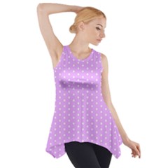 White Polka Dot Pastel Purple Background, Pink Color Vintage Dotted Pattern Side Drop Tank Tunic by Casemiro