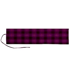 Dark Purple, Violet Tartan, Buffalo Plaid Like Pattern Roll Up Canvas Pencil Holder (l) by Casemiro