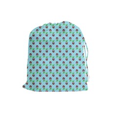Headphones Girl Aqua Drawstring Pouch (large) by snowwhitegirl