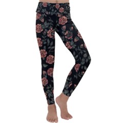 Dusty Roses Kids  Lightweight Velour Classic Yoga Leggings by BubbSnugg