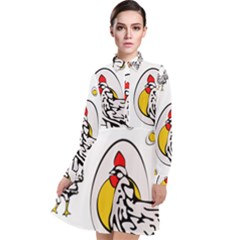 Roseanne Chicken, Retro Chickens Long Sleeve Chiffon Shirt Dress by EvgeniaEsenina