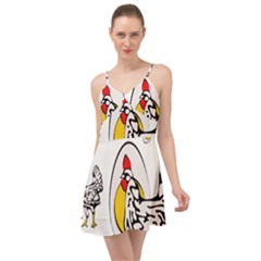 Roseanne Chicken, Retro Chickens Summer Time Chiffon Dress by EvgeniaEsenina