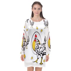 Roseanne Chicken Long Sleeve Chiffon Shift Dress  by EvgeniaEsenina