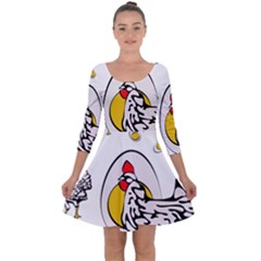 Roseanne Chicken, Retro Chickens Quarter Sleeve Skater Dress by EvgeniaEsenina