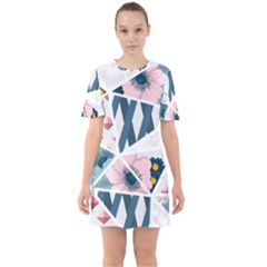 Patchwork  Sixties Short Sleeve Mini Dress by designsbymallika