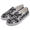 Stylized Botanical Motif Black And White Print Men s Canvas Slip Ons View2