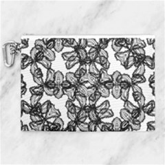 Stylized Botanical Motif Black And White Print Canvas Cosmetic Bag (xl) by dflcprintsclothing