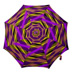 Abstract Geometric Blocks, Yellow, Orange, Purple Triangles, Modern Design Hook Handle Umbrellas (medium) by Casemiro