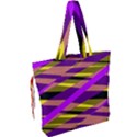 Abstract geometric blocks, yellow, orange, purple triangles, modern design Drawstring Tote Bag View2