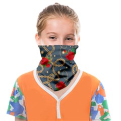 Golden Chain Pattern Rose Flower 2 Face Covering Bandana (kids) by designsbymallika