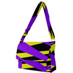Abstract Triangles, Three Color Dotted Pattern, Purple, Yellow, Black In Saturated Colors Full Print Messenger Bag (s) by Casemiro