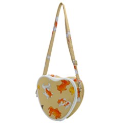 Gold Fish Seamless Pattern Background Heart Shoulder Bag by Amaryn4rt