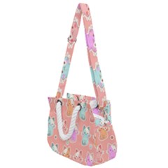 Cute Kawaii Kittens Seamless Pattern Rope Handles Shoulder Strap Bag by Amaryn4rt