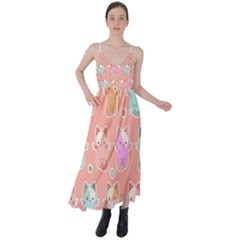 Cute Kawaii Kittens Seamless Pattern Tie Back Maxi Dress by Amaryn4rt