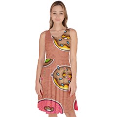Doughnut Doodle Colorful Seamless Pattern Knee Length Skater Dress With Pockets by Amaryn4rt