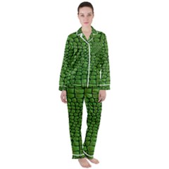 Seamless Pattern Crocodile Leather Satin Long Sleeve Pyjamas Set by Amaryn4rt
