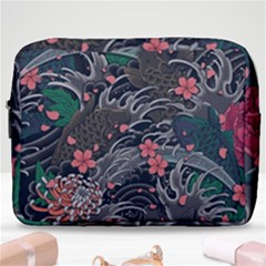 Japanese Wave Koi Illustration Seamless Pattern Make Up Pouch (large) by Amaryn4rt