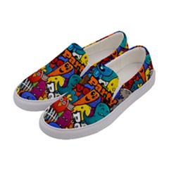 Graffiti Characters Seamless Pattern Women s Canvas Slip Ons by Amaryn4rt
