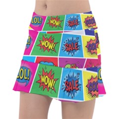 Pop Art Comic Vector Speech Cartoon Bubbles Popart Style With Humor Text Boom Bang Bubbling Expressi Tennis Skorts by Amaryn4rt