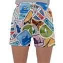 Travel Pattern Immigration Stamps Stickers With Historical Cultural Objects Travelling Visa Immigrant Sleepwear Shorts View1