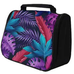 Background With Violet Blue Tropical Leaves Full Print Travel Pouch (big) by Amaryn4rt