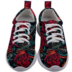 Vintage Flash Tattoos Designs Seamless Pattern Kids Athletic Shoes by Amaryn4rt
