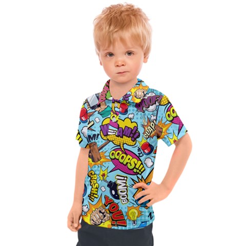 Comic Elements Colorful Seamless Pattern Kids  Polo Tee by Amaryn4rt