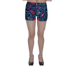 Vintage Tattoos Colorful Seamless Pattern Skinny Shorts by Amaryn4rt