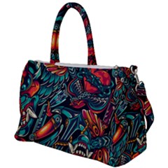 Vintage Tattoos Colorful Seamless Pattern Duffel Travel Bag by Amaryn4rt