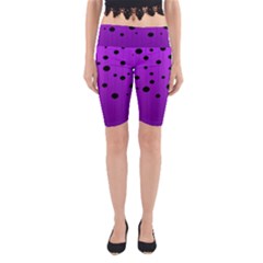 Two Tone Purple With Black Strings And Ovals, Dots  Geometric Pattern Yoga Cropped Leggings by Casemiro