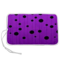Two Tone Purple With Black Strings And Ovals, Dots  Geometric Pattern Pen Storage Case (m) by Casemiro