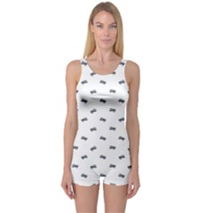 Vintage Car Motif Prin Pattern 2001 One Piece Boyleg Swimsuit by dflcprintsclothing