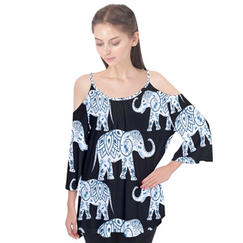 Elephant-pattern-background Flutter Tees by Sobalvarro