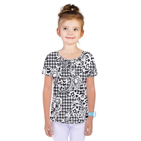 Vector-eclectic-fabric-seamless-pattern-animal-and-plaid-background-with-baroque-ornament Kids  One Piece Tee by Sobalvarro