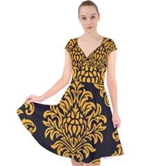 Finesse  Cap Sleeve Front Wrap Midi Dress by Sobalvarro