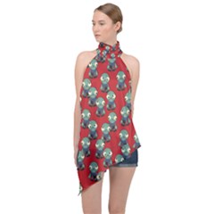 Zombie Virus Halter Asymmetric Satin Top by helendesigns