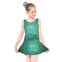 Cross Crossing Crosswalk Line Walk Kids  Skater Dress Swimsuit by HermanTelo