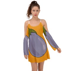 Eggplant Fresh Health Kimono Sleeves Boho Dress by Mariart