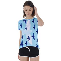 Illustrations Birds Flying Short Sleeve Foldover Tee by HermanTelo