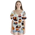 Gems V-Neck Flutter Sleeve Top View1
