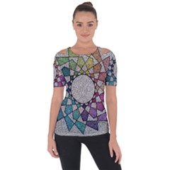 Wirldrawing Shoulder Cut Out Short Sleeve Top by Sparkle