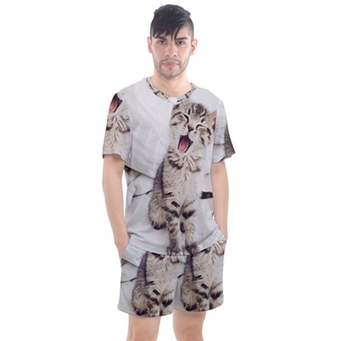 Laughing Kitten Men s Mesh Tee And Shorts Set by Sparkle