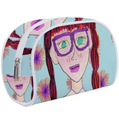 Purple Glasses Girl Wall Makeup Case (large) by snowwhitegirl