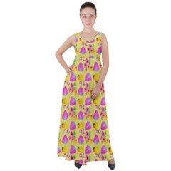 Girl With Hood Cape Heart Lemon Pattern Yellow Empire Waist Velour Maxi Dress by snowwhitegirl